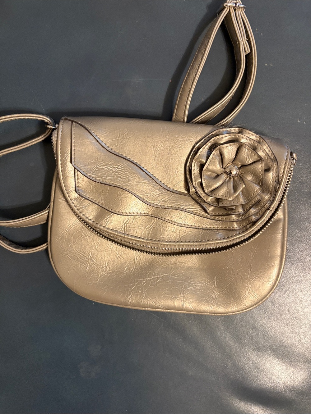 Gold Floral Accent Crossbody Bag - Women